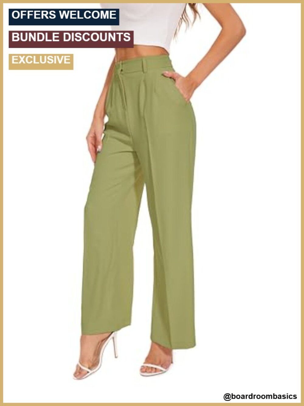 High-Waisted Wide Leg Trousers with Pockets for Work